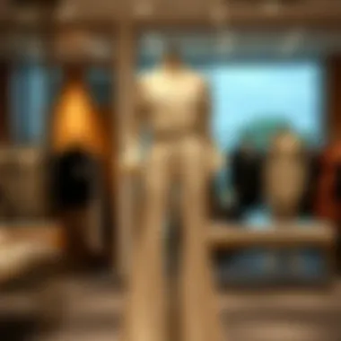 Elegant two-piece off-the-shoulder pants set displayed on a mannequin