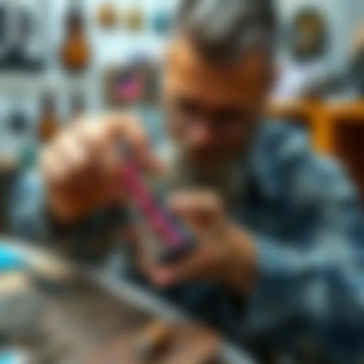 Artisan designing a custom resin keychain