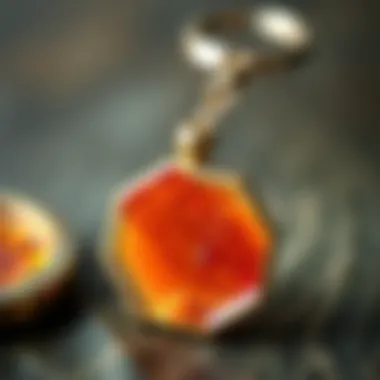 Close-up of intricate patterns in a resin keychain