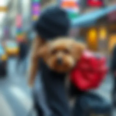 Trendy pet owner showcasing the bubble backpack