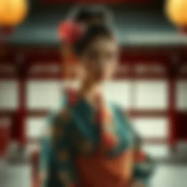 An illustration depicting the fusion of traditional kimono design with modern aesthetics