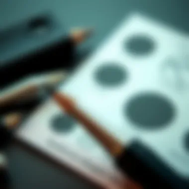 A close-up of a precision eyebrow pencil and stencils