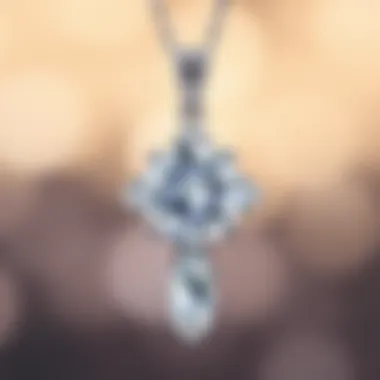 Close-up of a sparkling moissanite gem in a cross pendant design