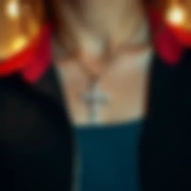 Stylish outfit featuring a moissanite cross pendant necklace as an accessory