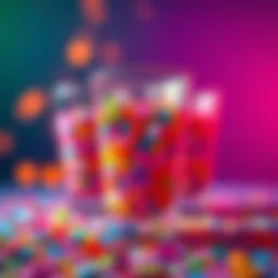A close-up view of a confetti color changing cup displaying vibrant colors