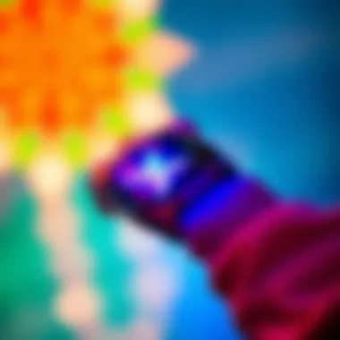 Close-up of the picture projection bracelet displaying a vibrant holographic image