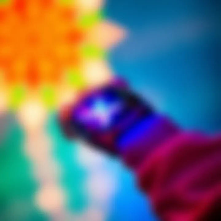 Close-up of the picture projection bracelet displaying a vibrant holographic image