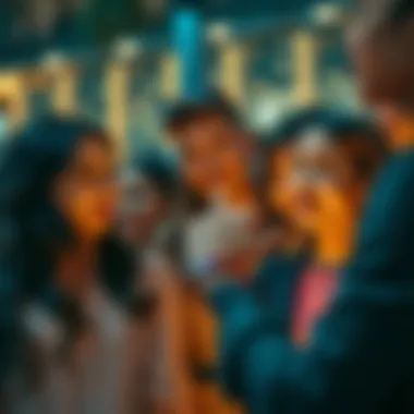 Diverse group of individuals admiring the picture projection bracelet