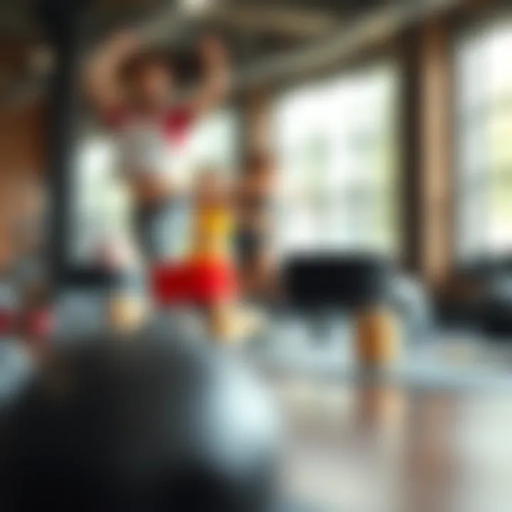 Variety of waist exercise bands in a fitness setting