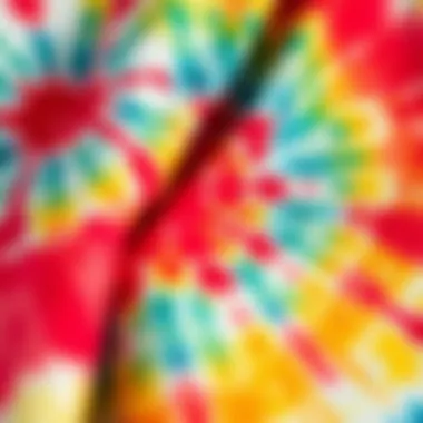 Close-up view of fabric texture showcasing tie dye patterns