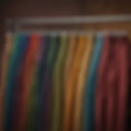 A variety of colorful corduroy pants displayed elegantly on a rack