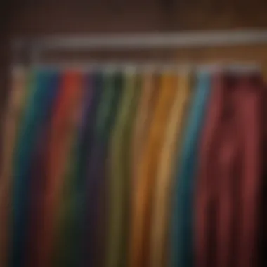 A variety of colorful corduroy pants displayed elegantly on a rack