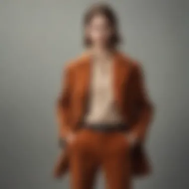 Fashionable outfit styled with corduroy pants, paired with complementary accessories