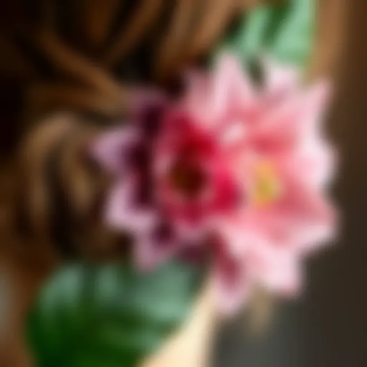 A close-up of a handmade flower hair accessory showcasing intricate design