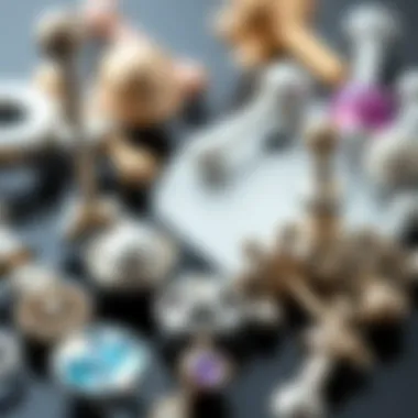 A collection of various 316L piercing jewelry pieces