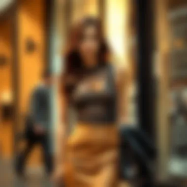 Stylish sleeveless sheer bodysuit paired with a trendy skirt