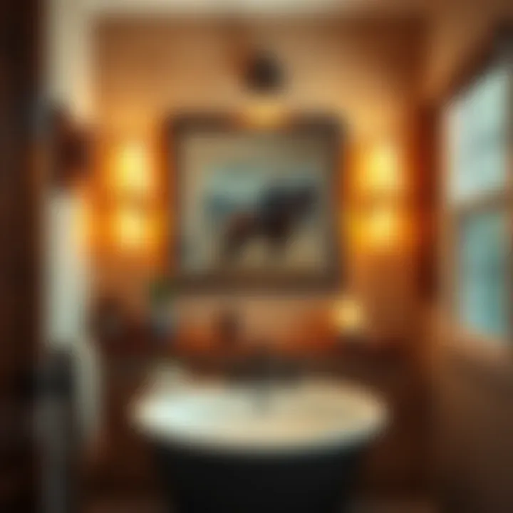 Focal point of bathroom adorned with cowboy-inspired decor