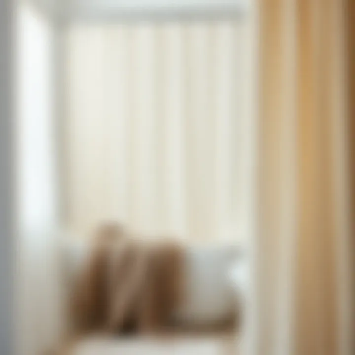 Various materials used in winter shower curtains displayed together