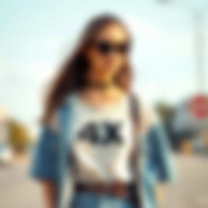 A fashionable ensemble featuring a 4X t-shirt styled creatively