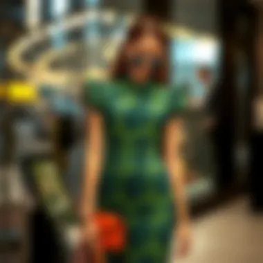 Trendy accessories complementing fitted stretchy dresses