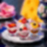 Elegant flower-shaped dessert cups adorned with colorful toppings