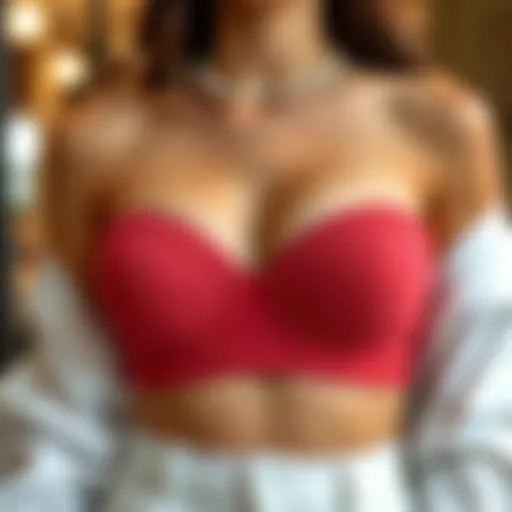 A versatile bandeau bra displayed in a stylish outfit