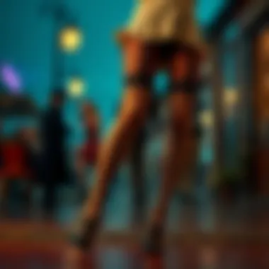 Historical representation of garter belt tights in vintage fashion.