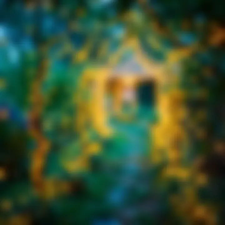 A serene garden pathway illuminated by fairy lights