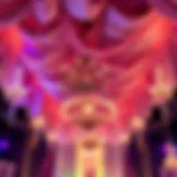 Elegant cascading fabric drapes enhancing a festive atmosphere