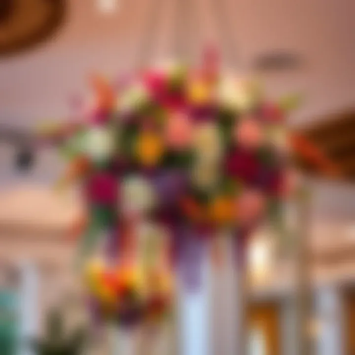 Artistic hanging floral arrangements adding elegance