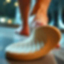 Close-up view of invisible insoles showcasing their unique texture and cushioning.