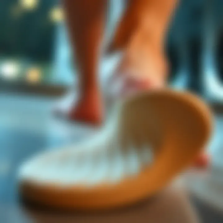 Close-up view of invisible insoles showcasing their unique texture and cushioning.