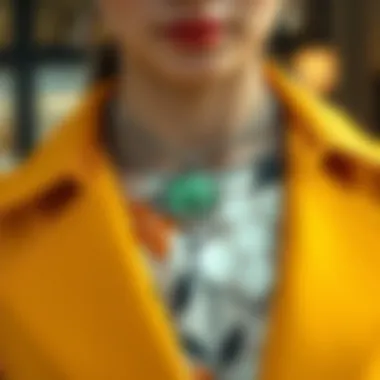 A stylish individual wearing a jade elephant pendant as part of a contemporary outfit