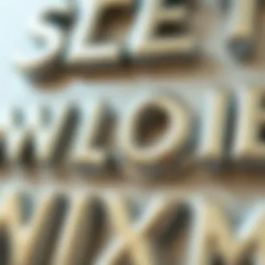 Close-up of different styles of mirror letter stickers