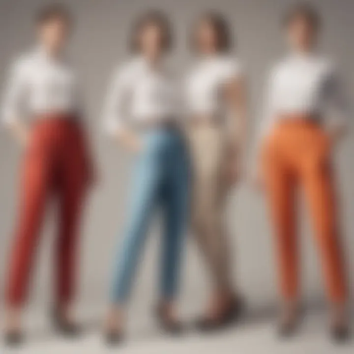 Historical collection of pleated tapered pants through different eras.