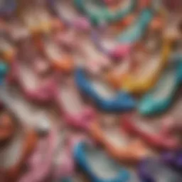 An array of colorful princess dress-up shoes