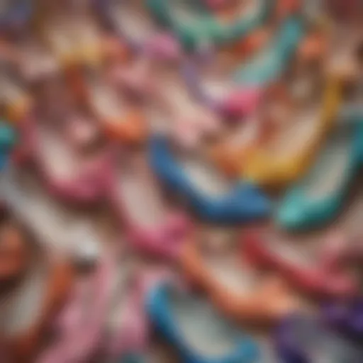 An array of colorful princess dress-up shoes