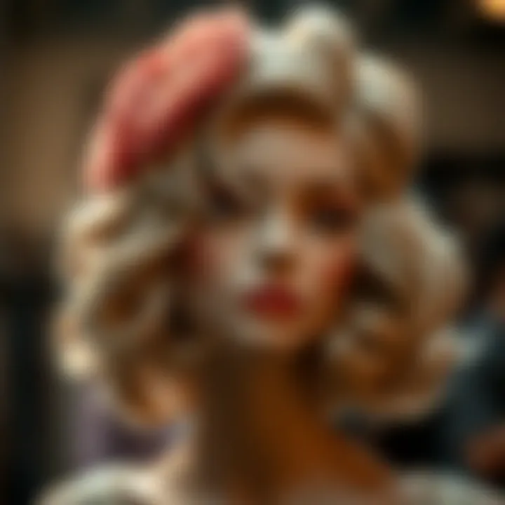 Artistic showcase of vintage wig craftsmanship