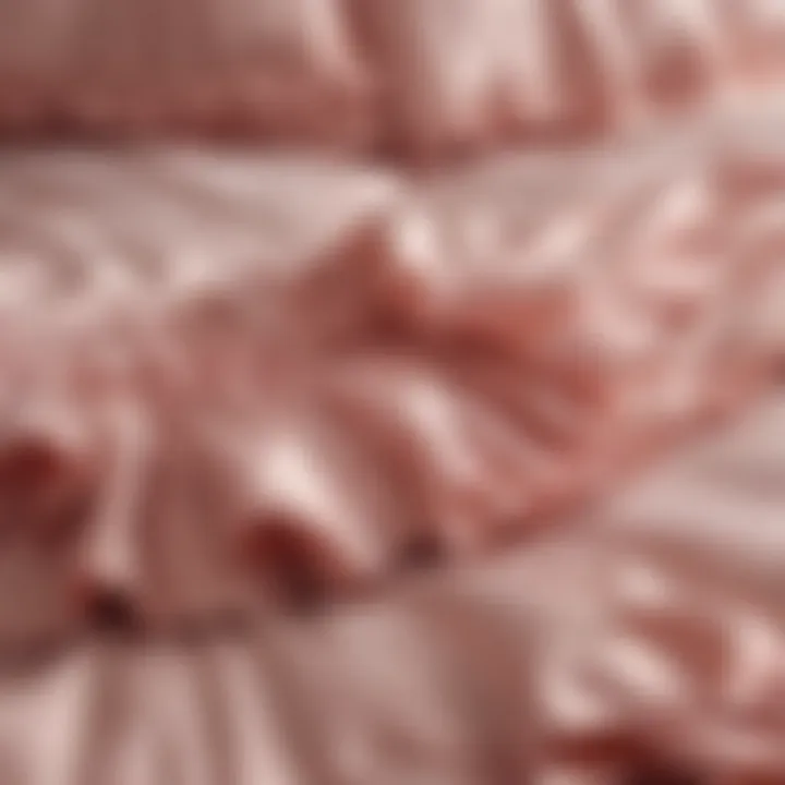 Close-up of fabric texture and layering in ruffle bedding design