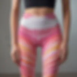 Vibrant smile contour leggings displayed on a mannequin