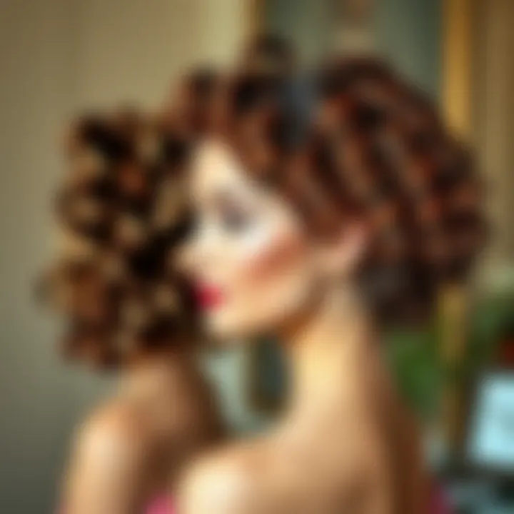 A collection of finished hairstyles featuring different curl styles from sponge curlers