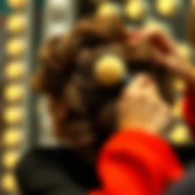 A stylist applying sponge curlers to enhance hair volume and style