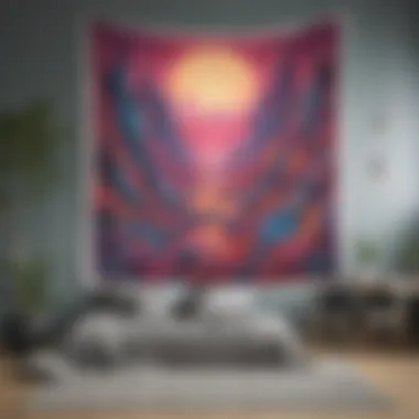 Vibrant tapestry showcasing abstract art, perfect for a teenage space.