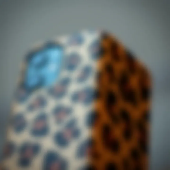 Close-up view of textured leopard print on a phone case