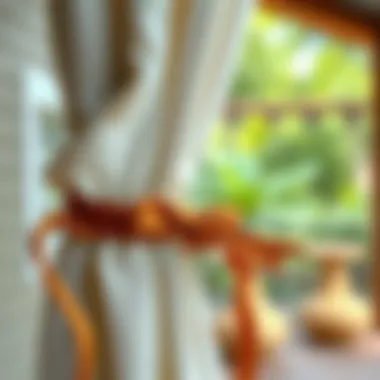 Variety of materials used in crafting outdoor curtain ties