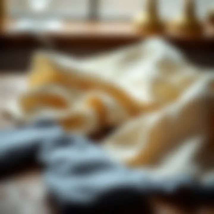 Elegant polishing cloths displayed on a wooden surface