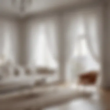 Elegant living room featuring white crinkle curtains elegantly framing a large window.