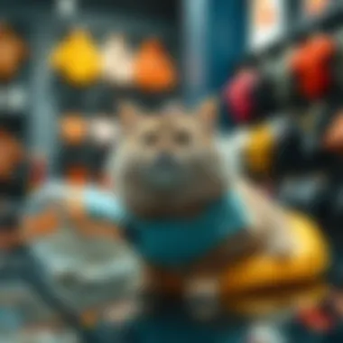 Stylish cat floaties showcased in a modern pet store
