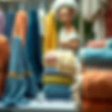 Variety of loofah towels in different shapes and colors on display