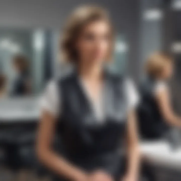 Hair stylist wearing a functional vest in a salon